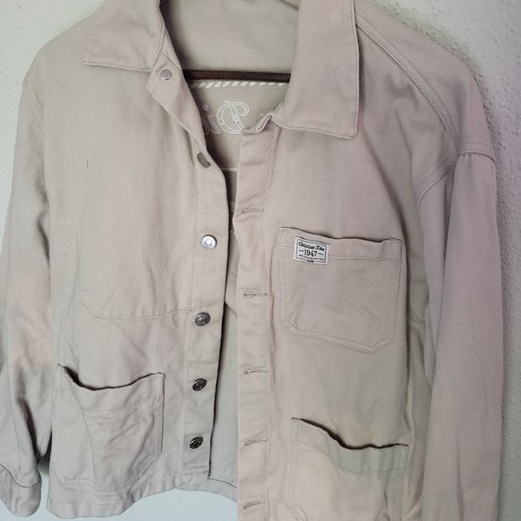 Dior Beige Embroidered Denim Jacket (Size 48)